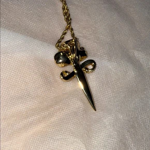 24k GP Rose Dagger Pendant Necklace - Picture 3 of 4